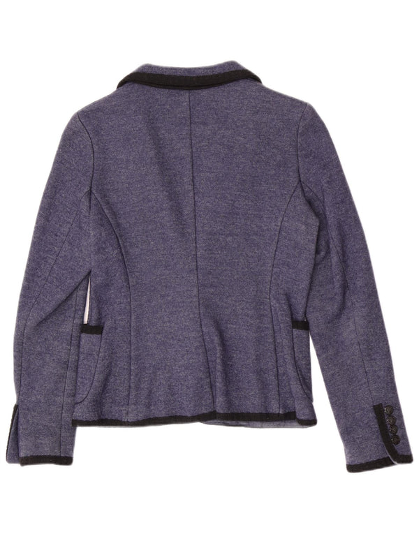 Jaqueta blazer feminina Zara tricotada com 1 botão Reino Unido 12 azul médio