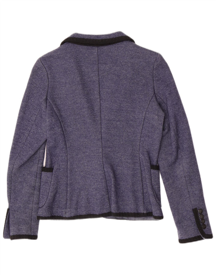 Jaqueta blazer feminina Zara tricotada com 1 botão Reino Unido 12 azul médio