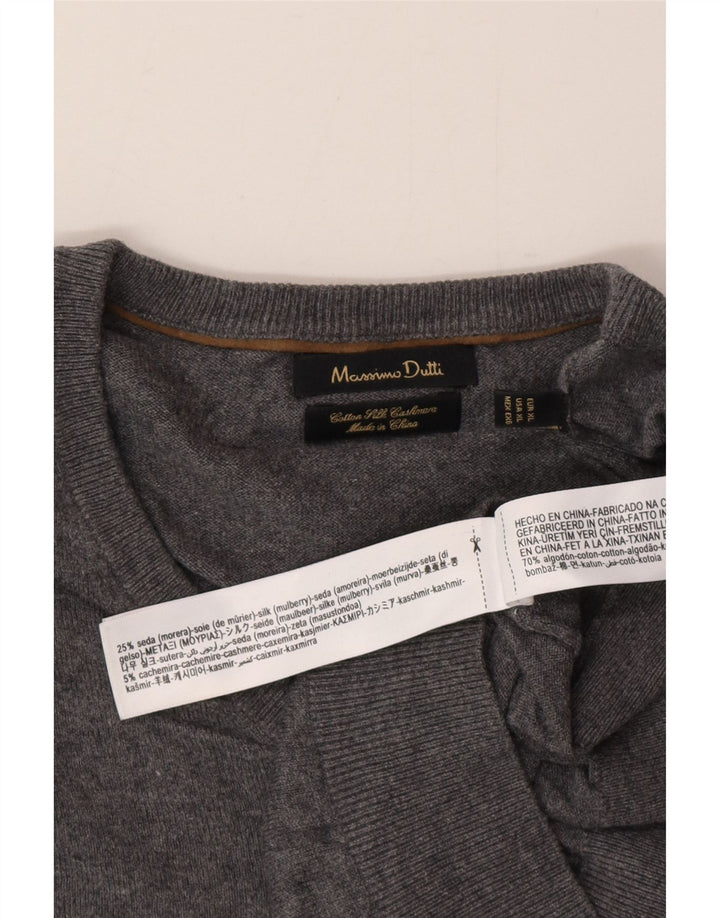Suéter masculino Massimo Dutti com decote em V XL algodão cinza