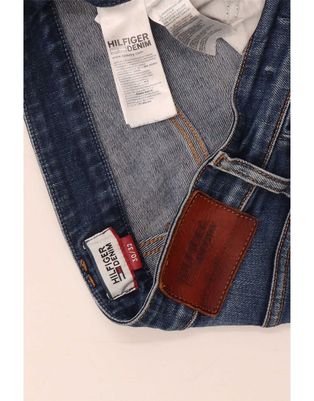 Jeans retos femininos Tommy Hilfiger W30 L28 algodão azul