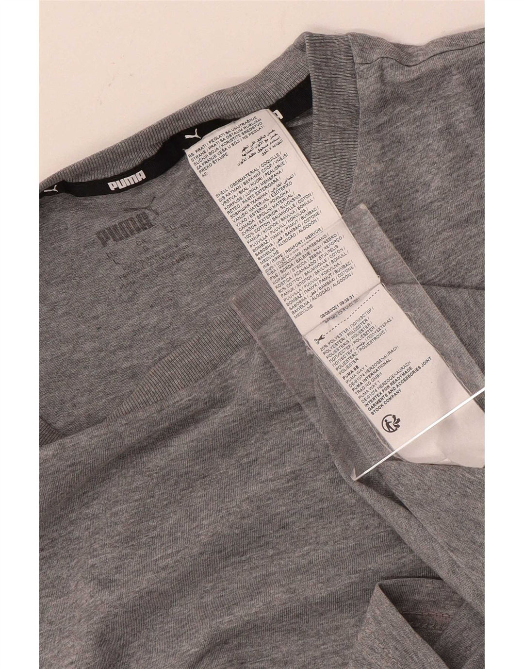 Camiseta masculina Puma Graphic Top grande cinza colorblock algodão