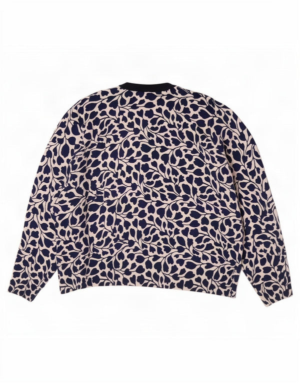 Suéter cardigã feminino Marks & Spencer Reino Unido 22 3XL azul marinho floral viscose