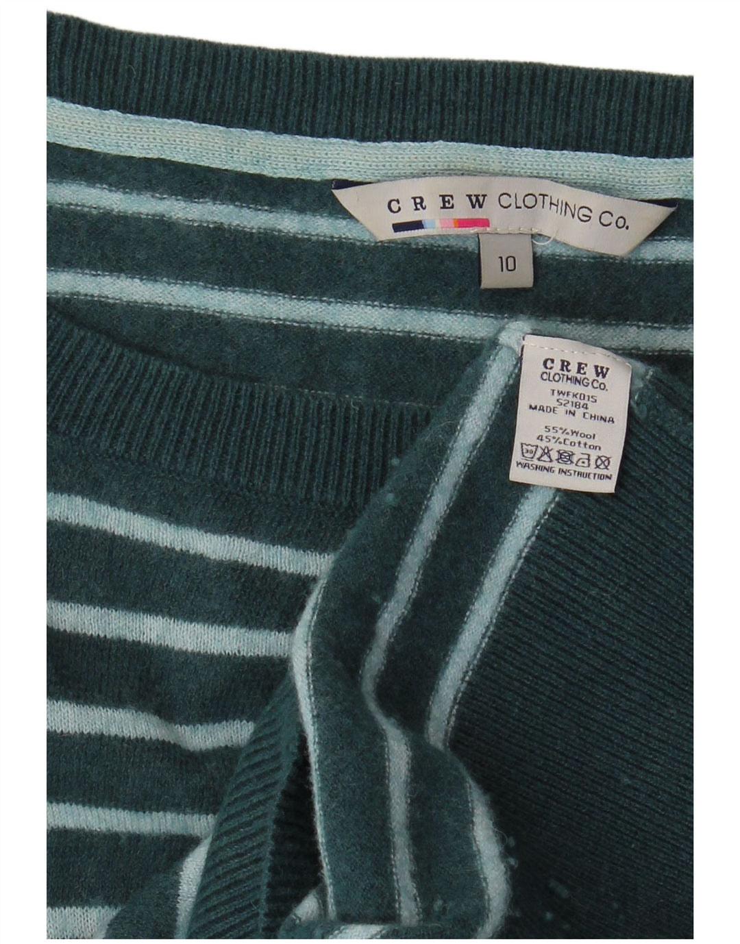 CREW CLOTHING Vestido feminino de manga comprida com listras verdes pequenas UK 10