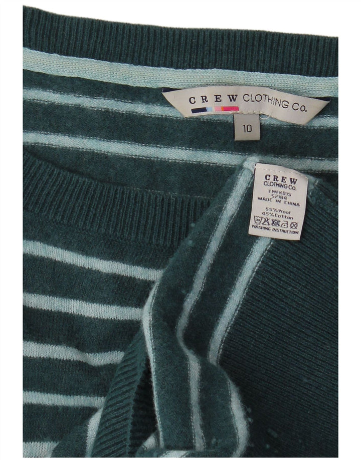 CREW CLOTHING Vestido feminino de manga comprida com listras verdes pequenas UK 10