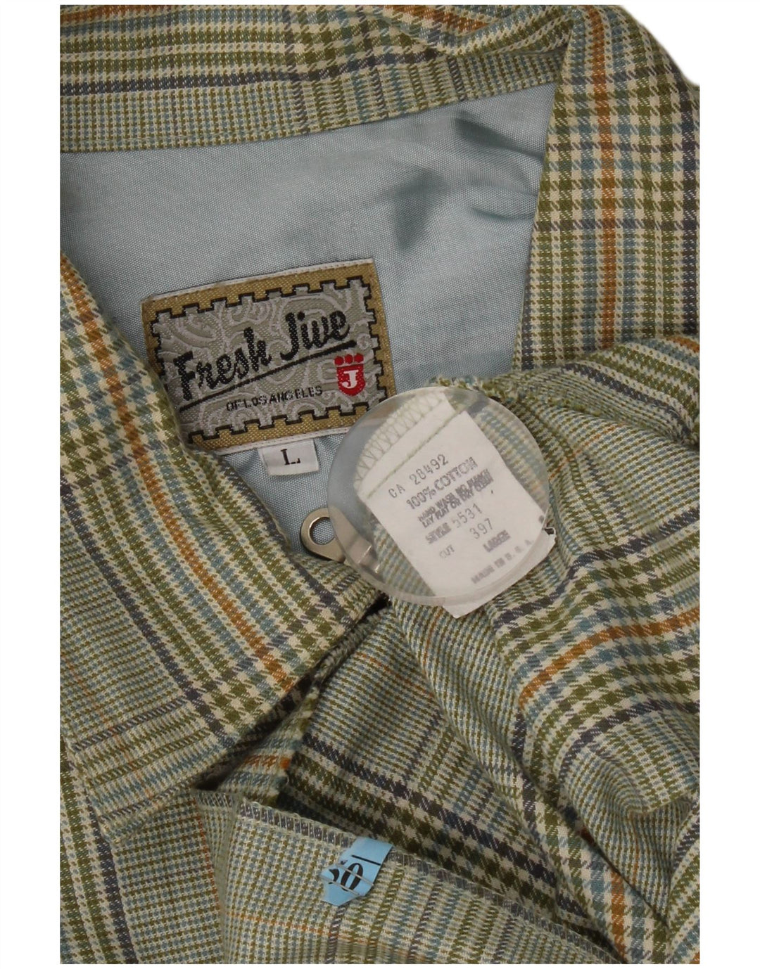 Jaqueta bomber masculina fresca Jive UK 40 grande algodão verde xadrez