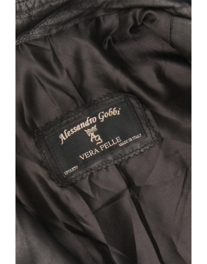 Jaqueta de couro feminina vintage Reino Unido 14 couro preto médio
