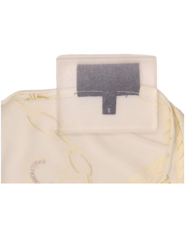 Blusa feminina Trussardi Jeans com padrão abstrato Reino Unido 8 pequena branca