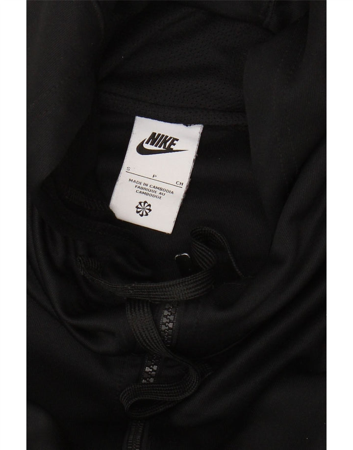 NIKE Mens Graphic Zip Hoodie Sweater Small Black Polyester Vintage Nike and Second-Hand Nike from Messina Hembry 