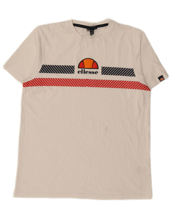 Camiseta masculina gráfica ELLESSE Top médio algodão branco