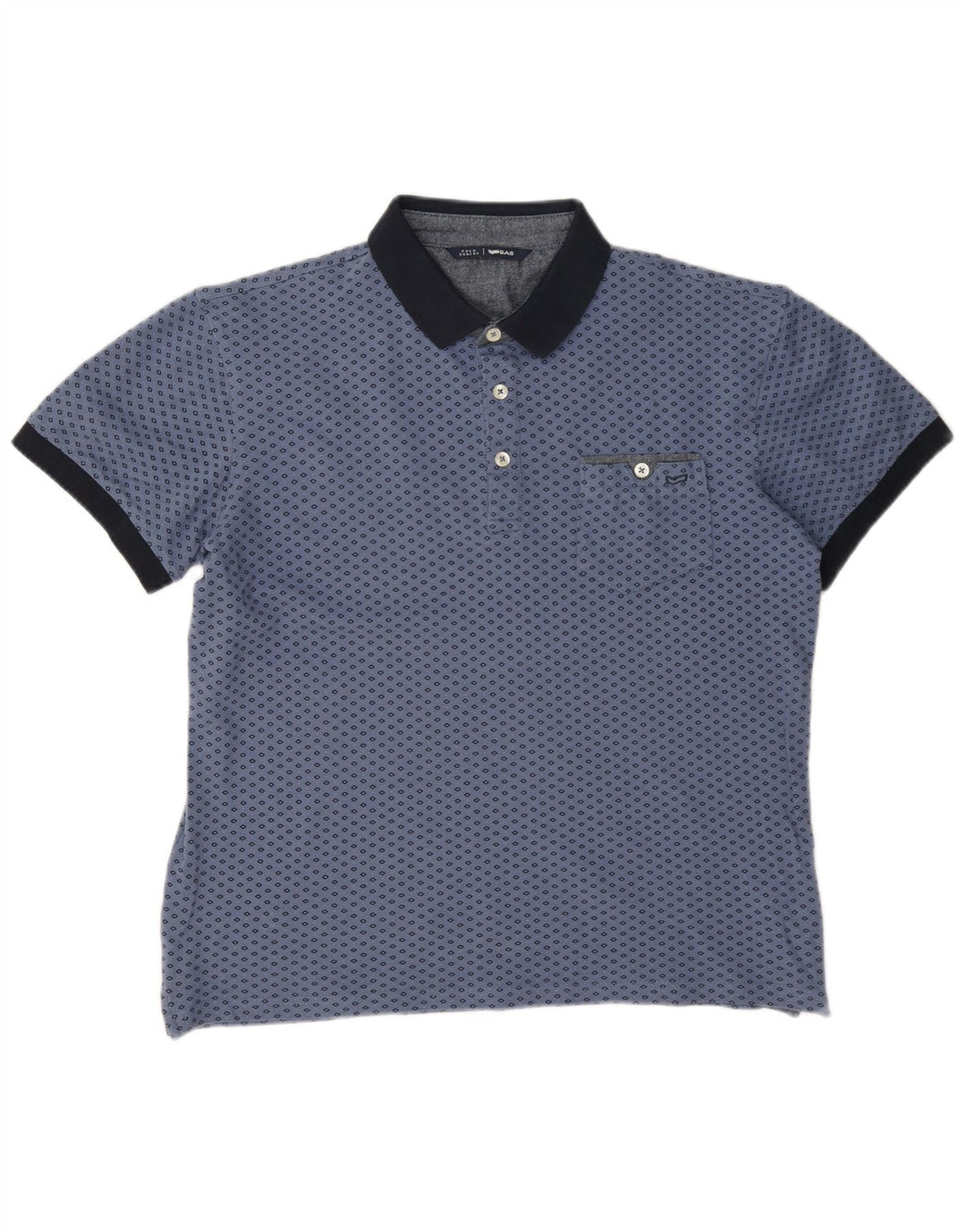 Camisa polo masculina Gas grande algodão geométrico azul