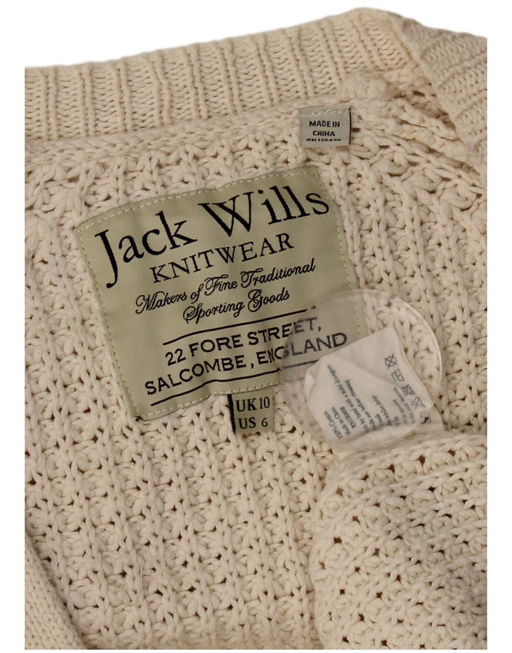 Suéter cardigã feminino grande Jack Wills Reino Unido 10 pequeno bege