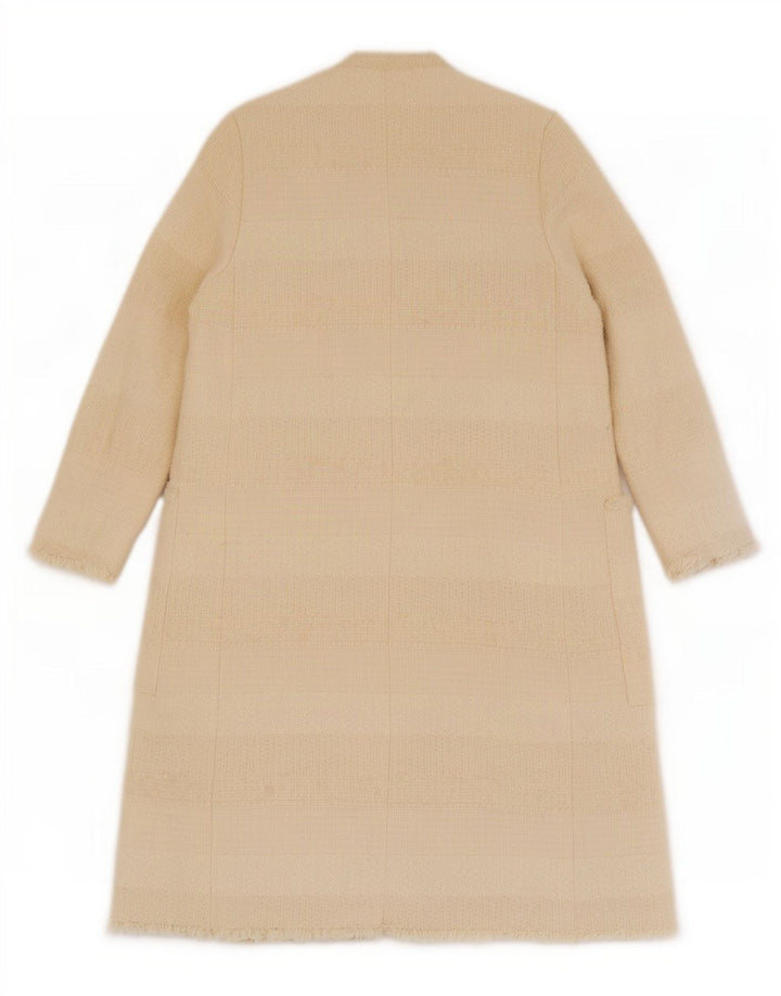 Sobretudo aberto feminino Zara UK 12 médio algodão branco