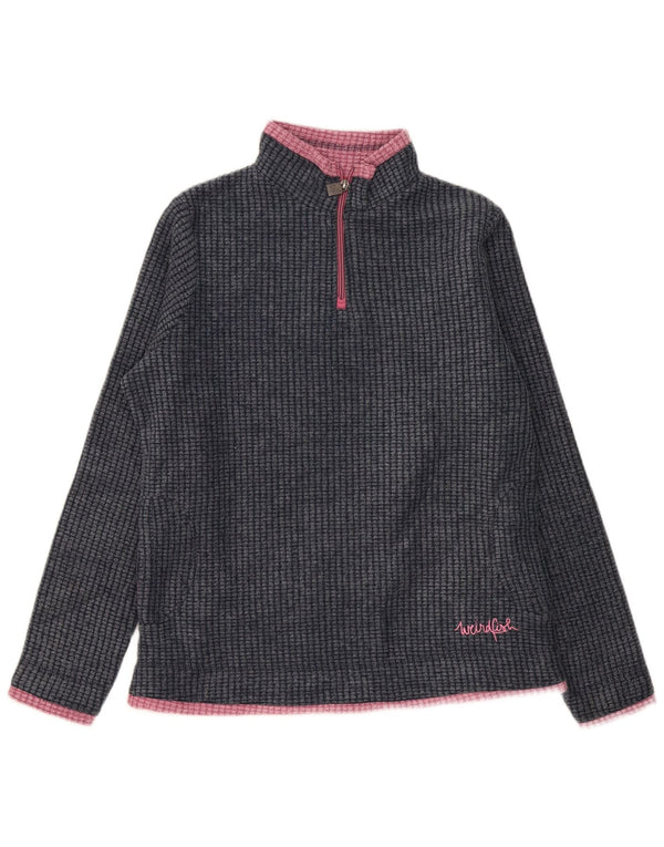 Suéter de lã feminino Weird Fish com zíper e pescoço UK 12 poliéster cinza médio