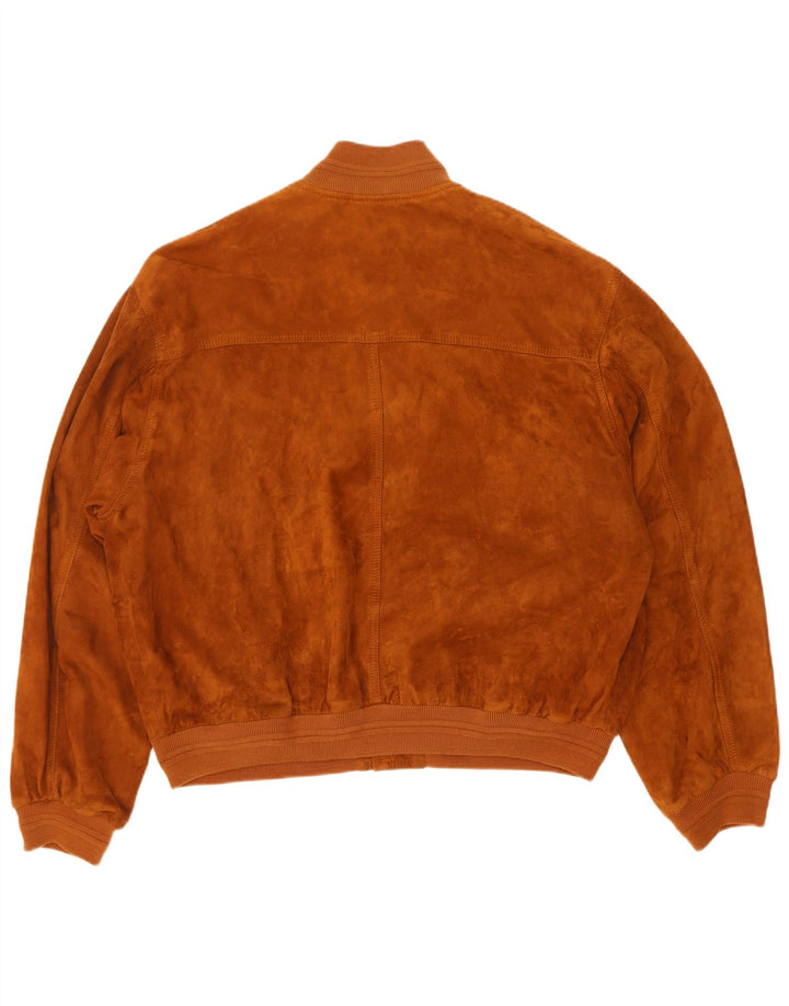 Jaqueta bomber masculina vintage de camurça IT 50 couro marrom grande
