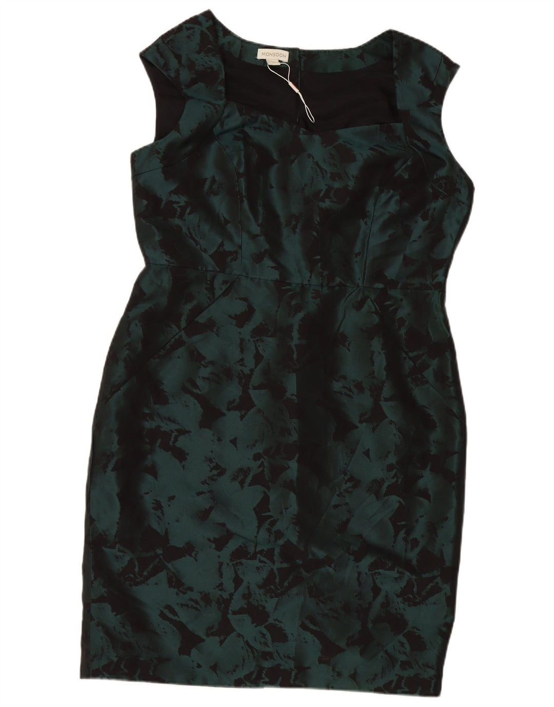 MONSOON Vestido feminino sem mangas com bainha UK 18 XL poliéster floral verde