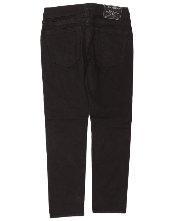 True Religion Mens Rocco Relaxed Fit Jeans Skinny W32 L30 Algodão Preto