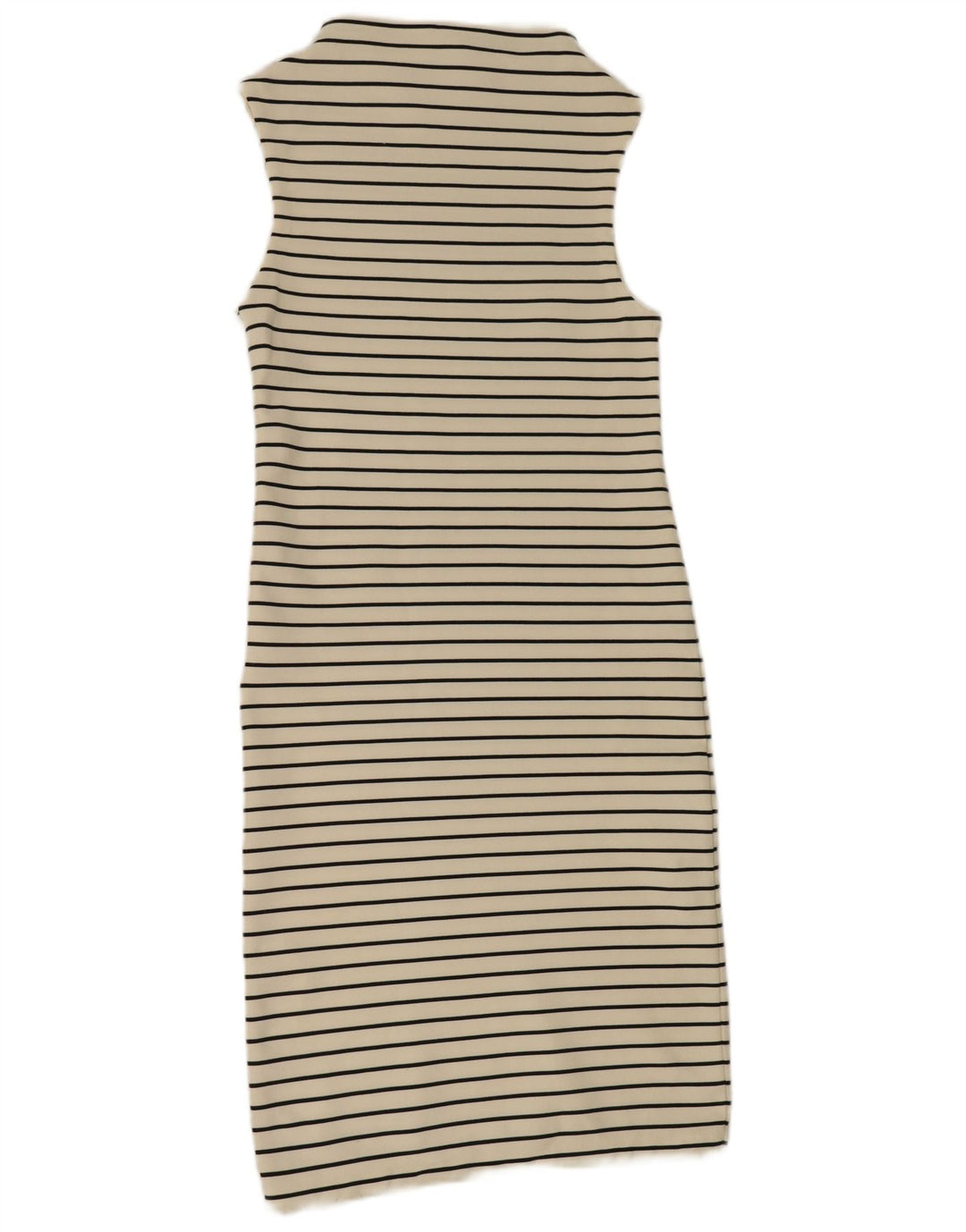 Vestido maxi feminino sem mangas Zara UK 10 pequeno poliéster listrado branco