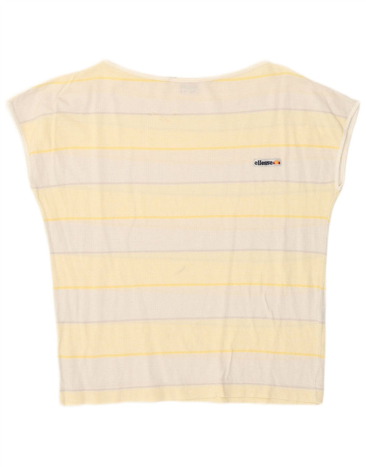 Camiseta feminina Ellesse Top IT 42 algodão listrado amarelo médio