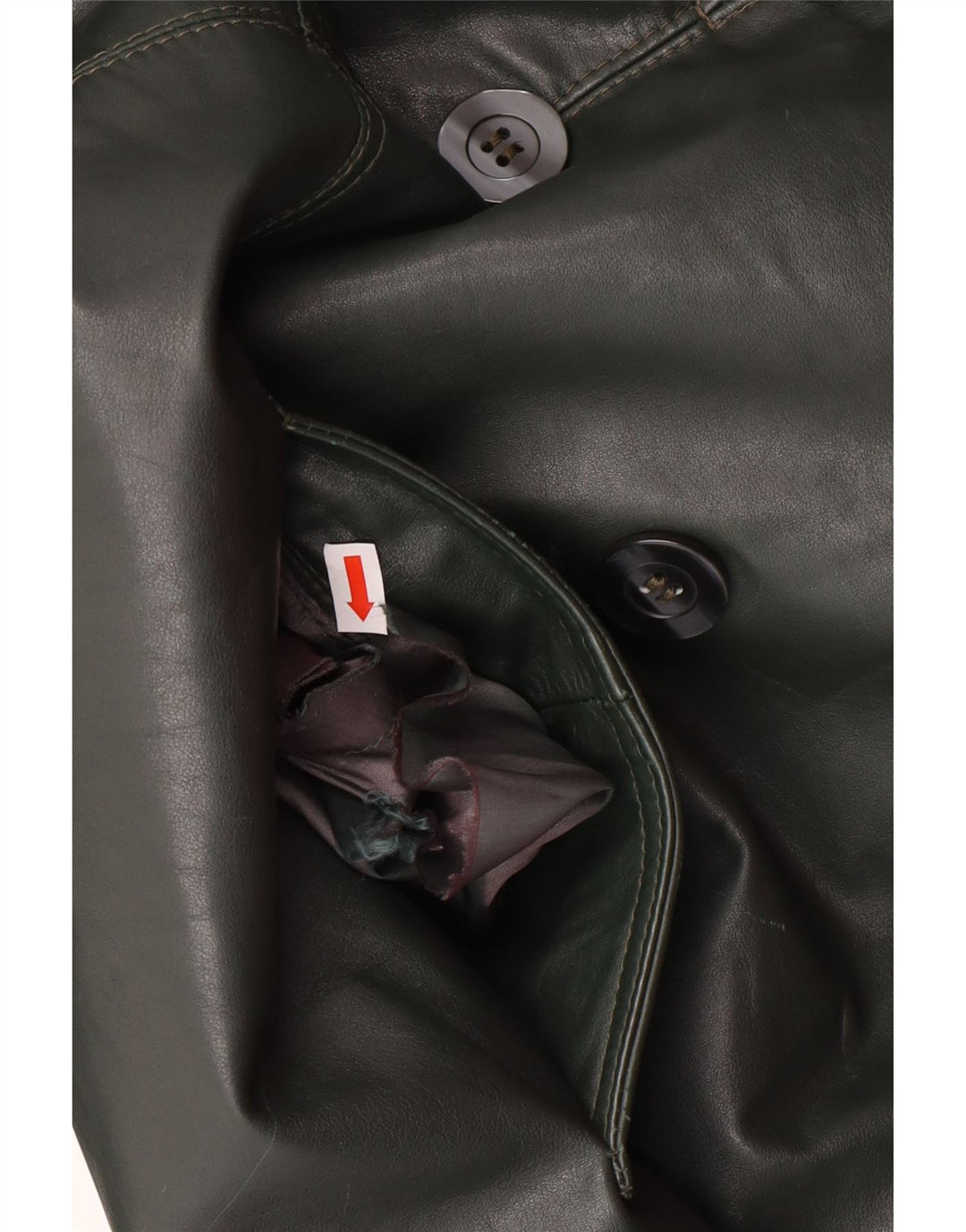 Casaco de couro vintage feminino com peito duplo UK 18 XL verde