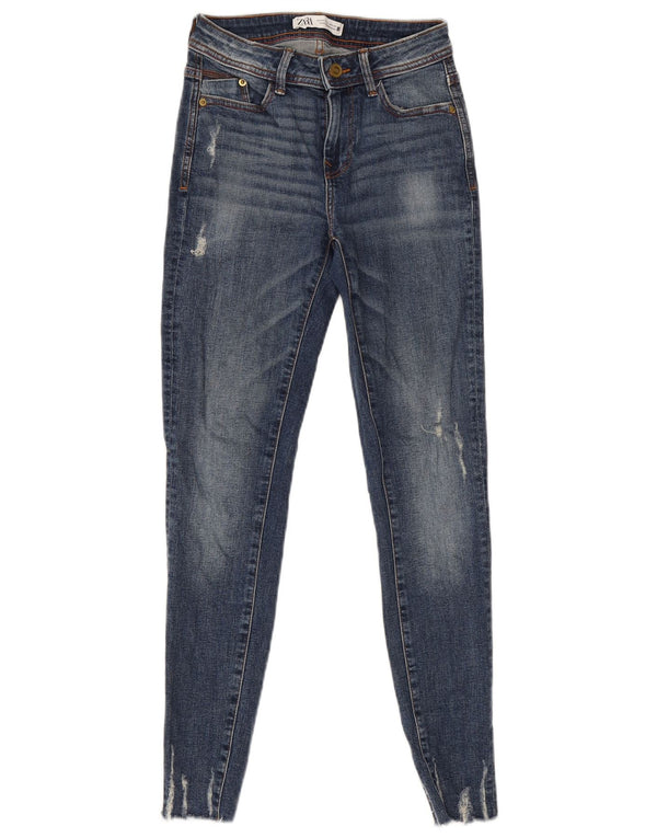 Calça jeans skinny feminina Zara EU 34 2XS W24 L27 azul algodão
