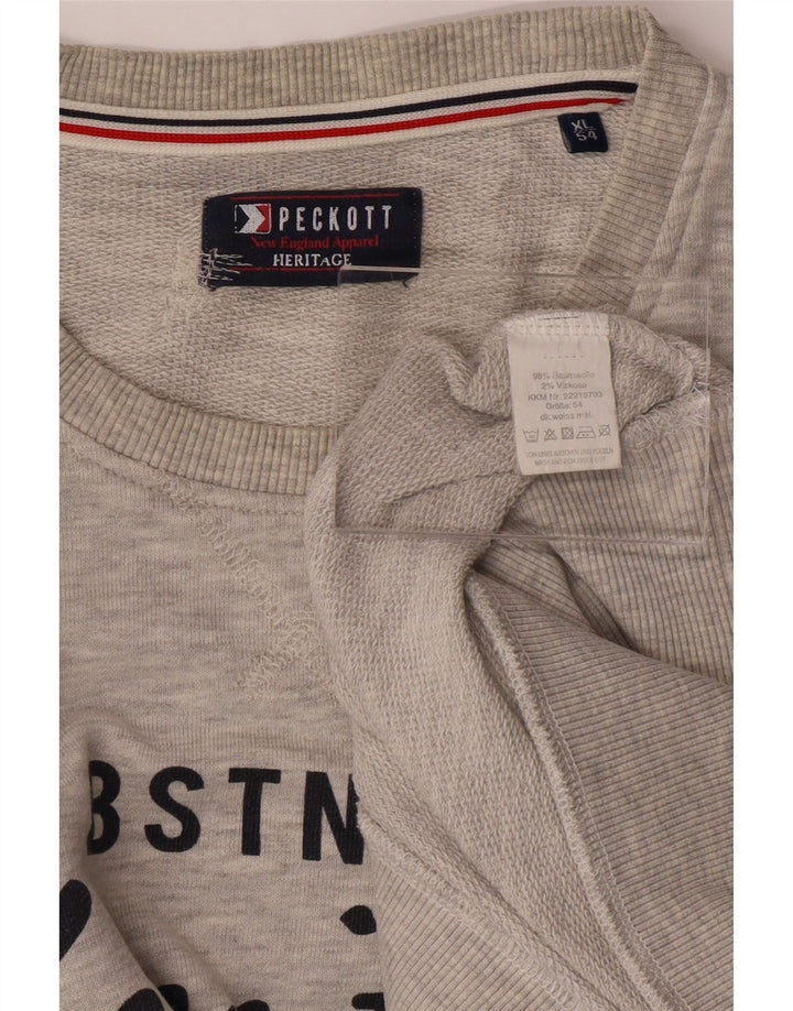 PECKOTT Mens Heritage Graphic Sweatshirt Jumper IT 54 XL Grey Cotton Vintage Peckott and Second-Hand Peckott from Messina Hembry 