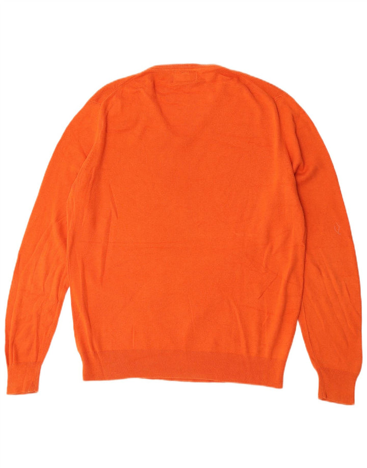Suéter masculino Massimo Dutti com decote em V grande laranja