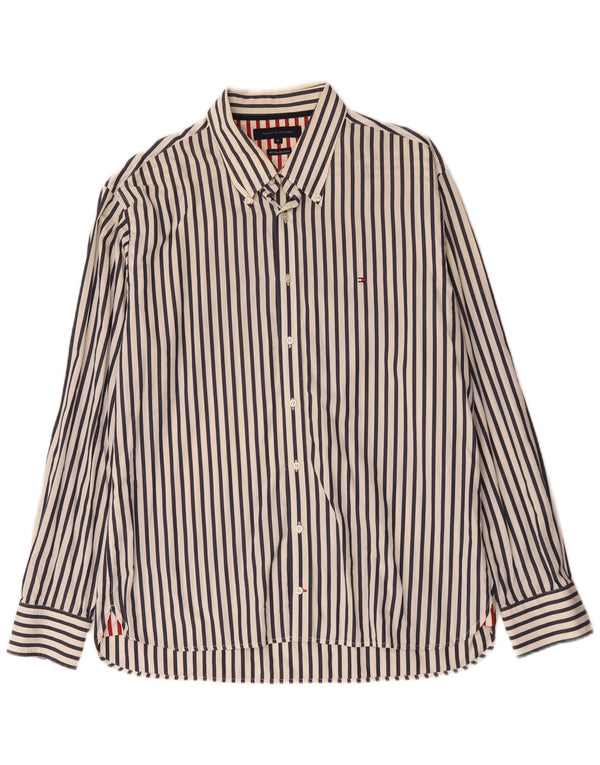 Camisa masculina Tommy Hilfiger XL listrada branca de algodão