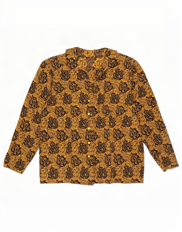 Blusa feminina vintage UK 14 grande floral amarelo