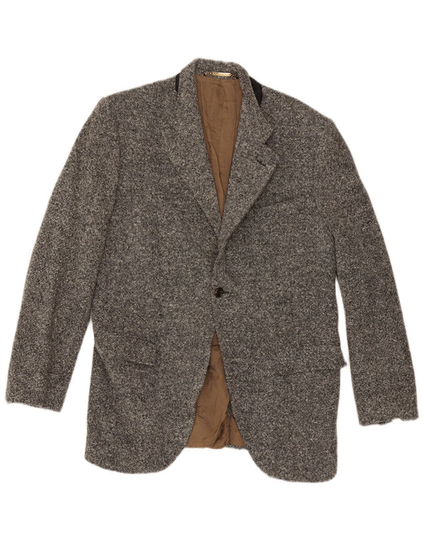 Jaqueta Blazer masculina Dolce & Gabbana com 1 botão IT 52 XL lã manchada cinza