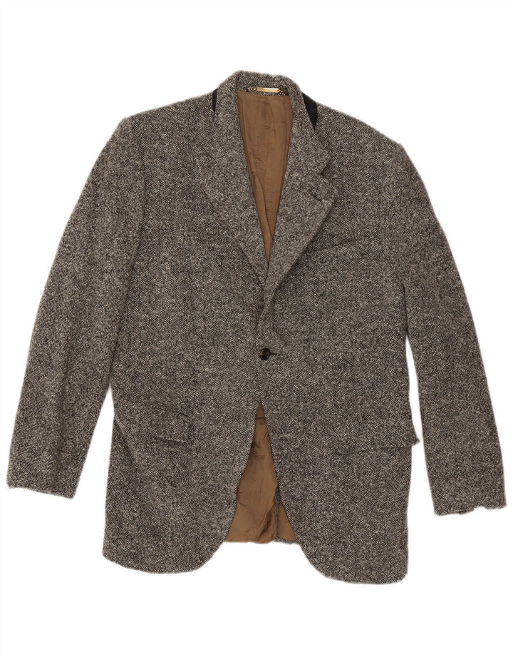 Jaqueta Blazer masculina Dolce & Gabbana com 1 botão IT 52 XL lã manchada cinza