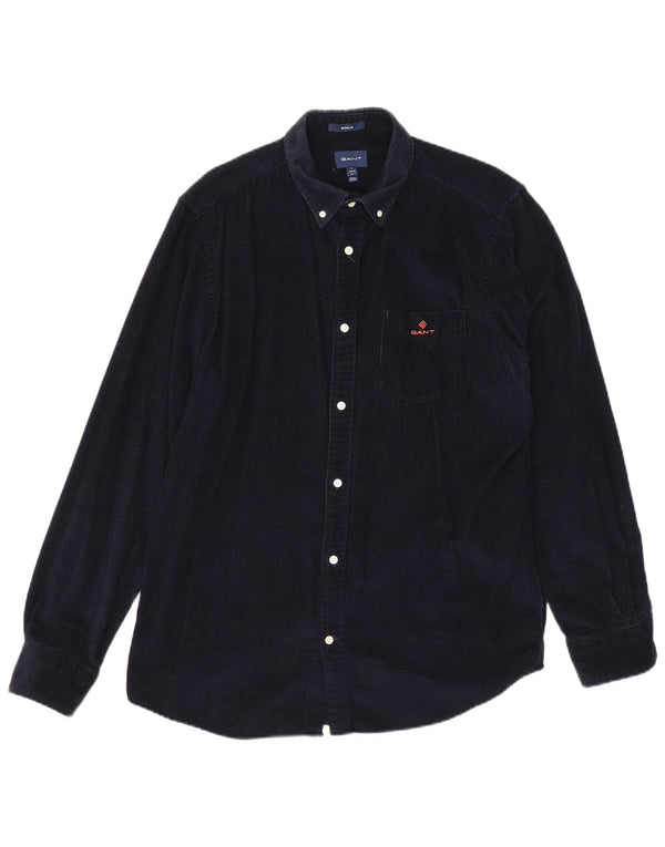 Camisa masculina de veludo cotelê Gant tamanho 41/42 16 1/2 grande algodão azul marinho