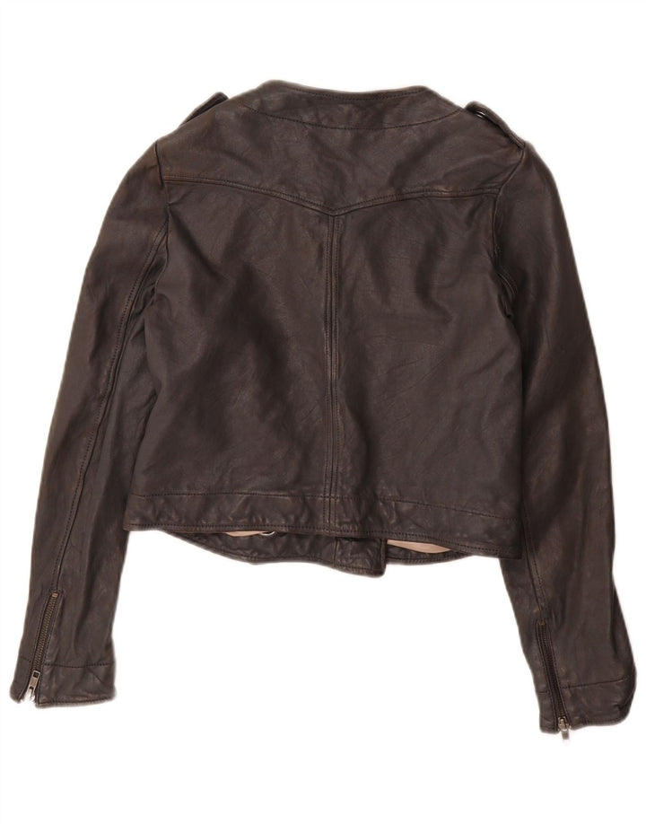 Jaqueta militar feminina French Connection UK 10 couro preto pequeno