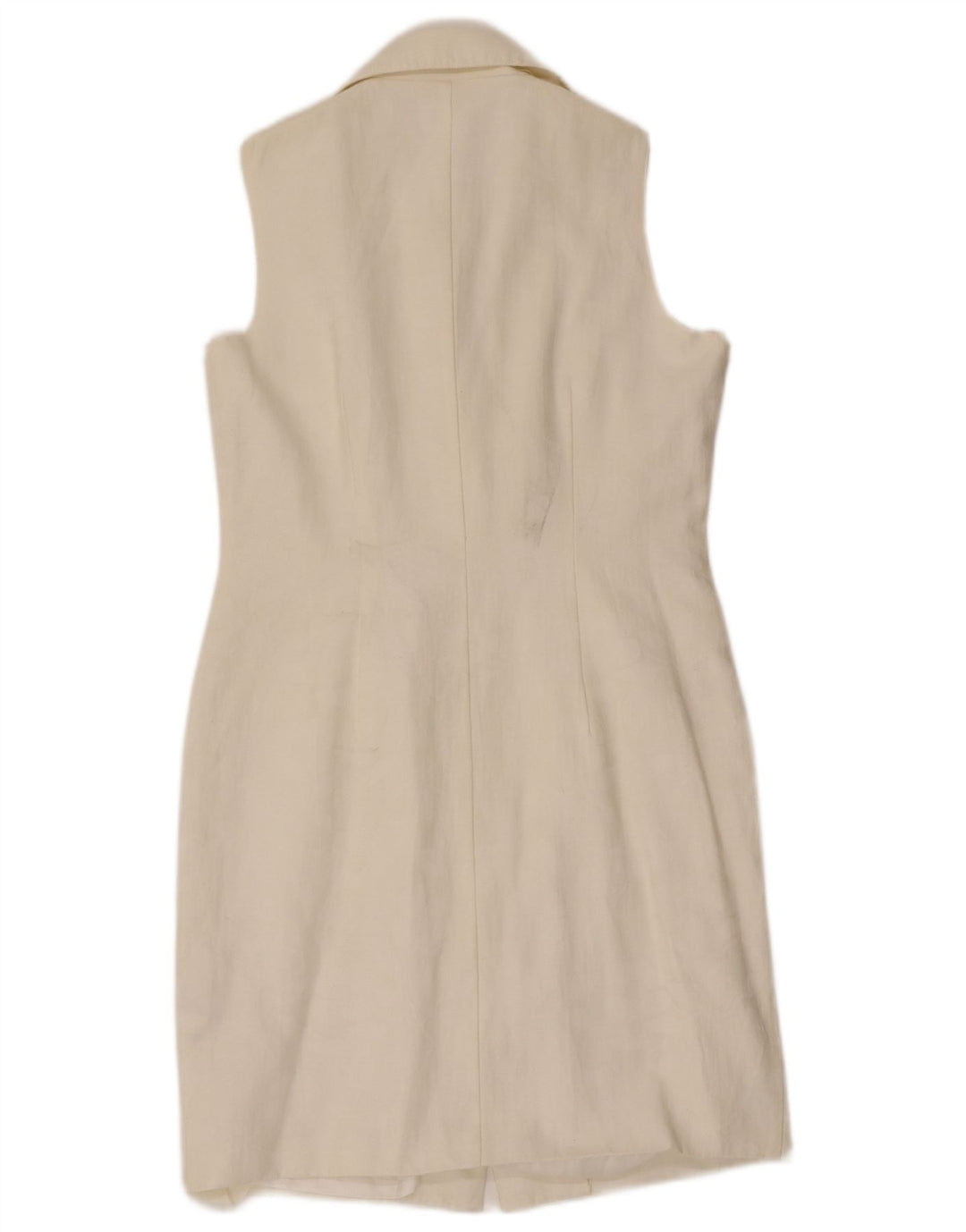 Vestido camisa feminino sem mangas C&A UK 14 médio branco poliéster