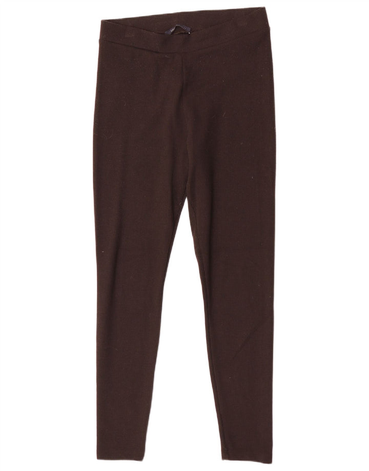 Leggings regulares femininas Marks & Spencer Reino Unido 12 poliéster marrom médio