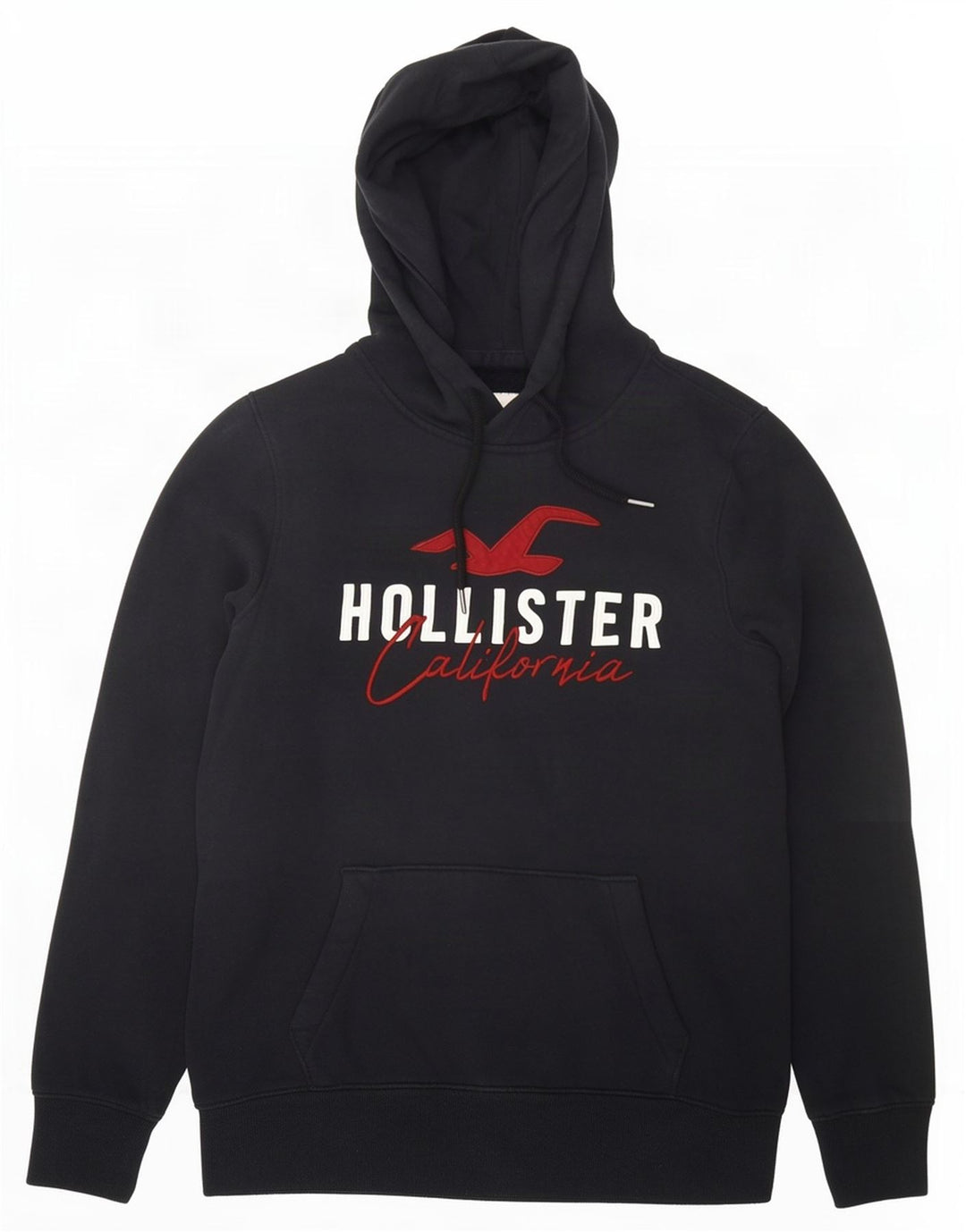 Hollister masculino gráfico moletom com capuz pequeno preto