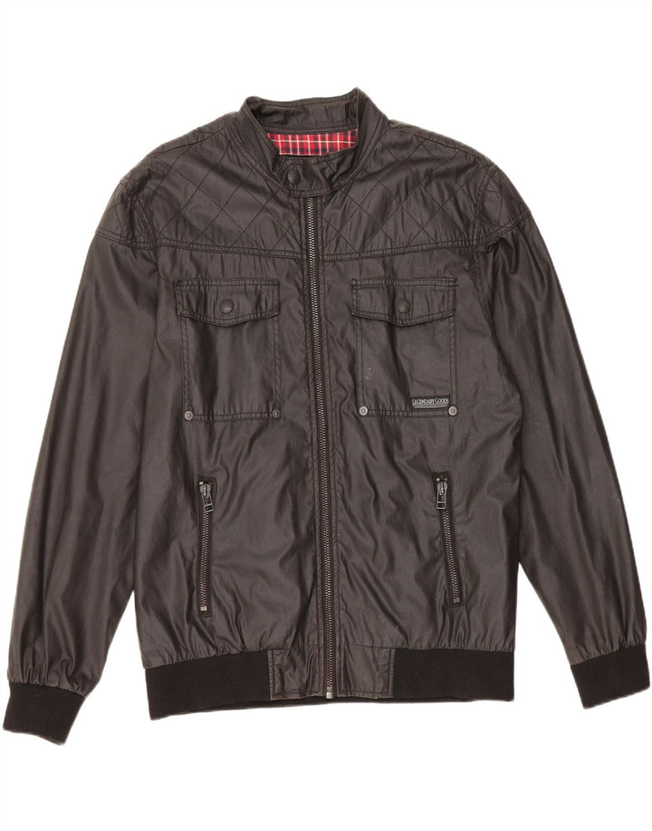 Jaqueta utilitária masculina vintage UK 40 grande algodão preto