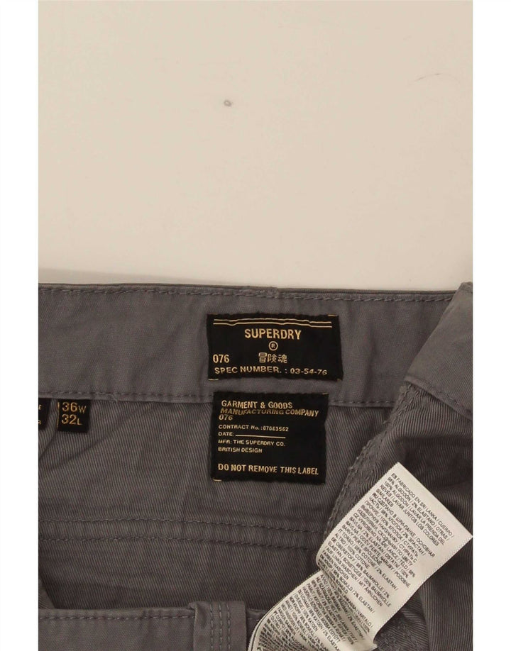Calças Superdry Mens Slim Cargo W36 L32 Algodão Cinza