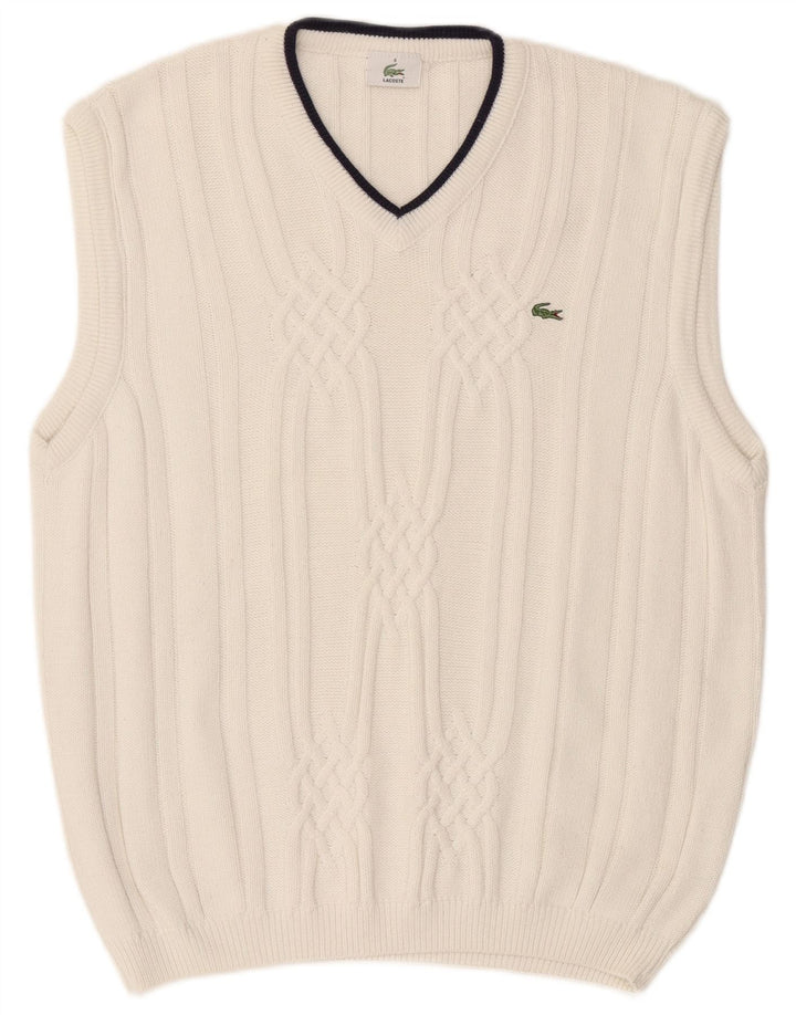 Lacoste Mens Vest Tank Top Tamanho 6 XL Algodão Branco