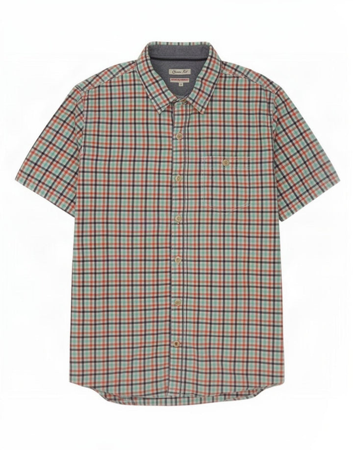 Camisa masculina de manga curta Fat Face Classic Fit média xadrez multicolorida