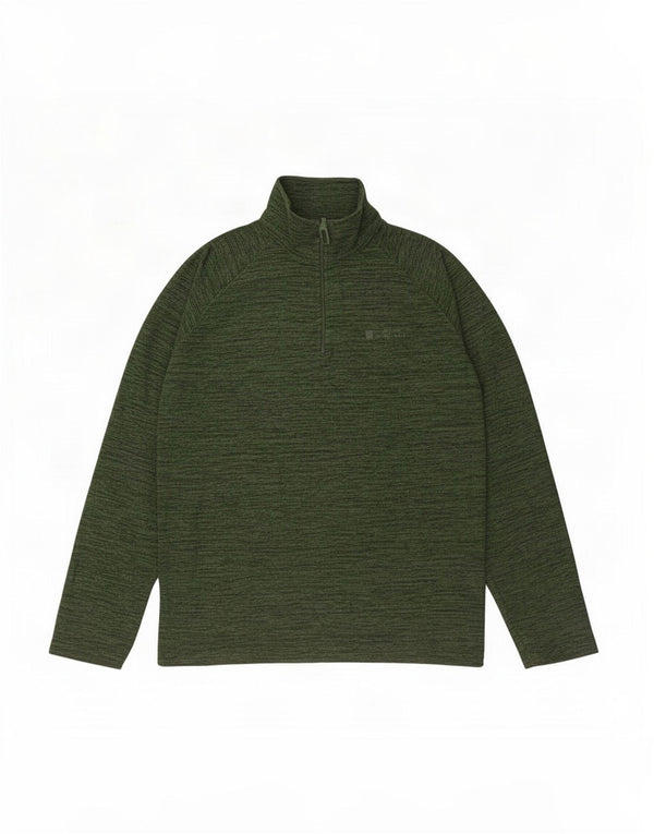 Suéter de lã masculino Mountain Warehouse com zíper e gola verde médio salpicado