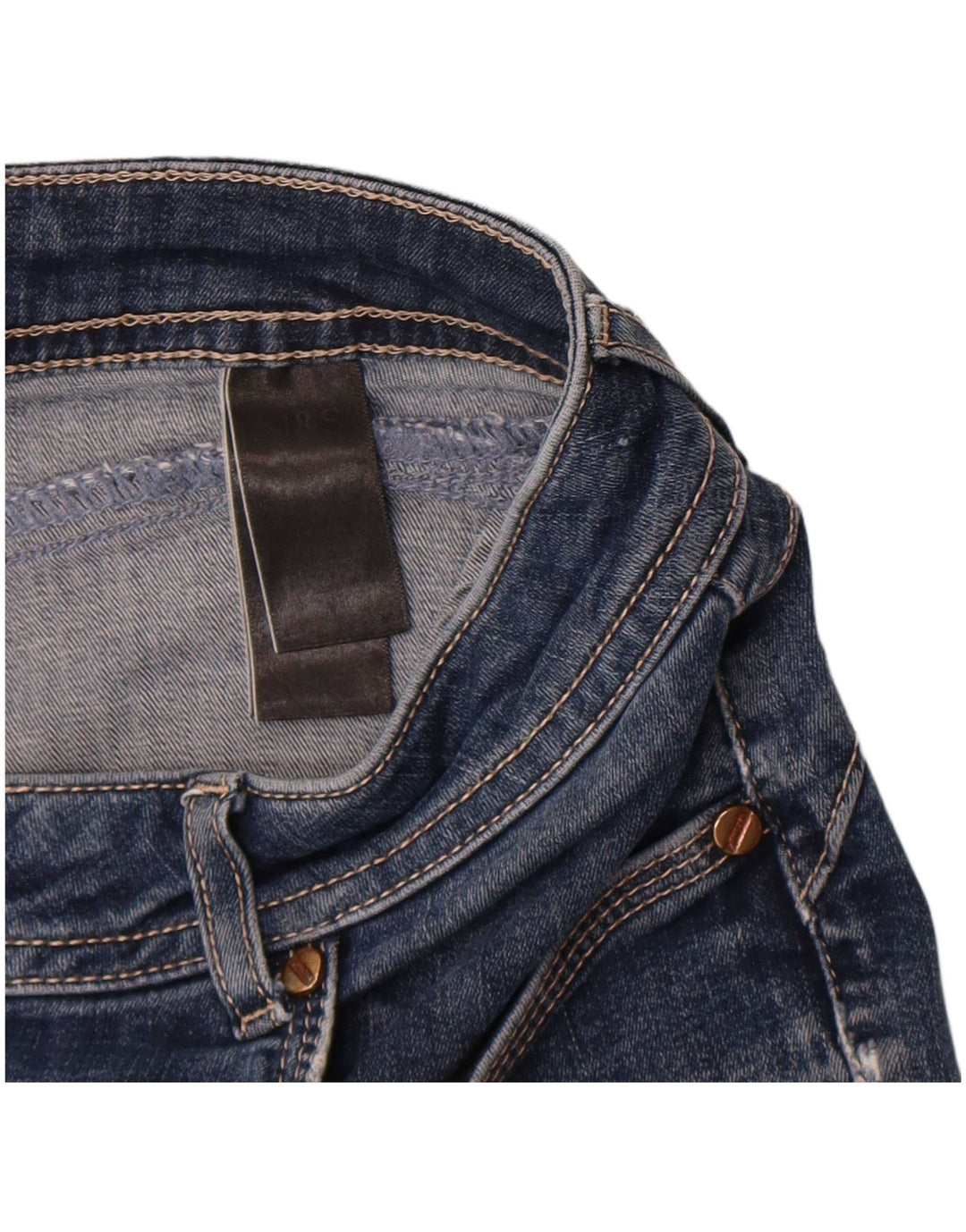 Jeans justos femininos Marks & Spencer W32 L30 algodão azul