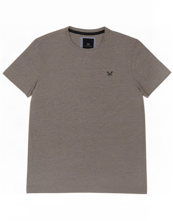Camiseta masculina Crew Clothing Top pequeno algodão manchado cinza