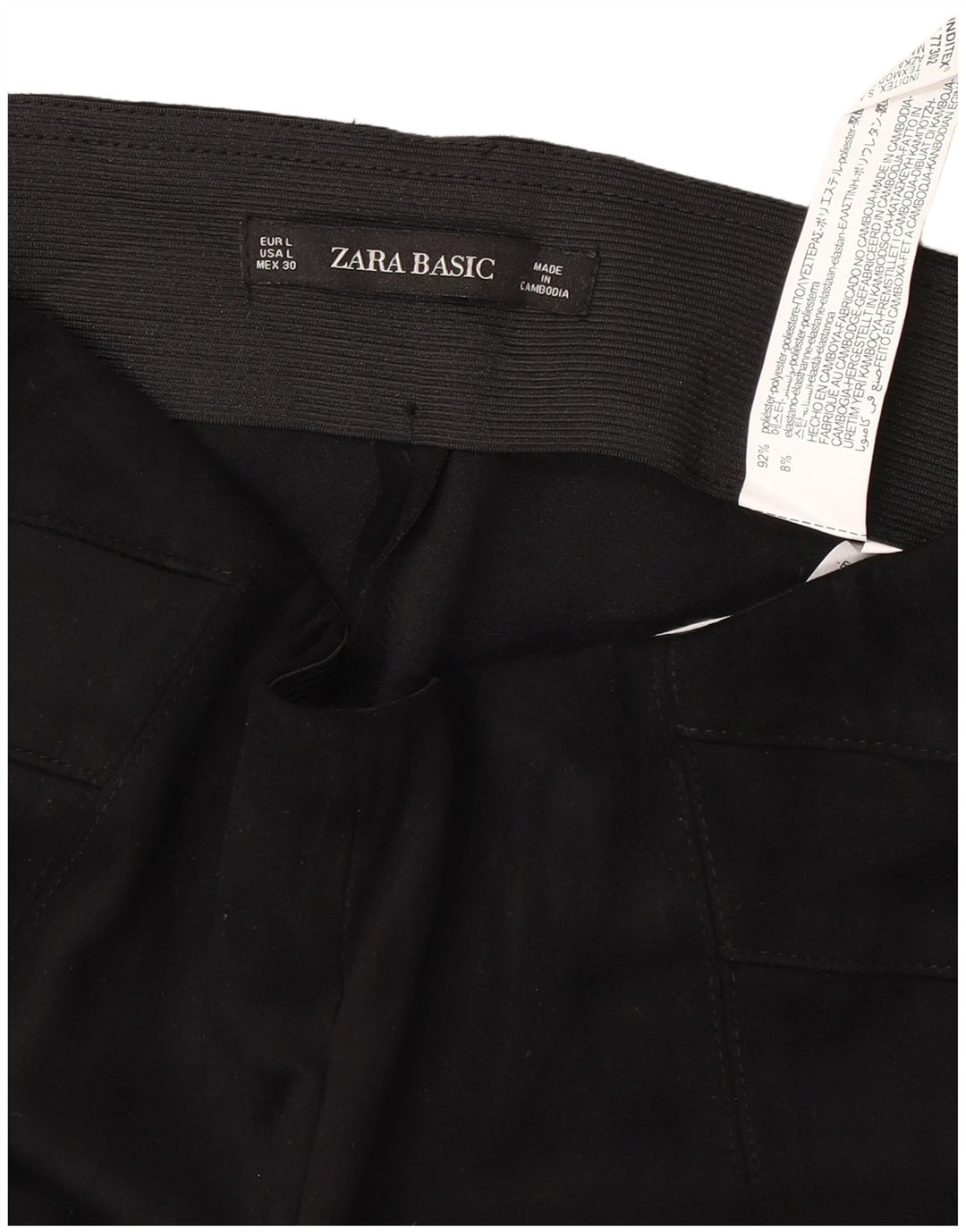 Zara Calça feminina casual slim grande W30 L27 poliéster preto