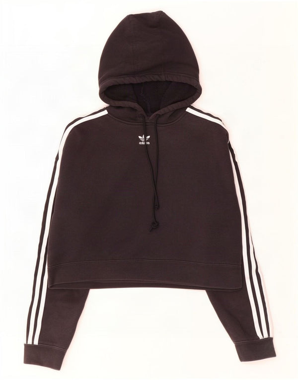 Adidas Womens Crop Oversized Hoodie Jumper Reino Unido 8 Pequeno Algodão Preto