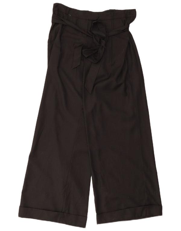 Calças casuais femininas Topshop UK 12 médio W32 L32 poliéster preto