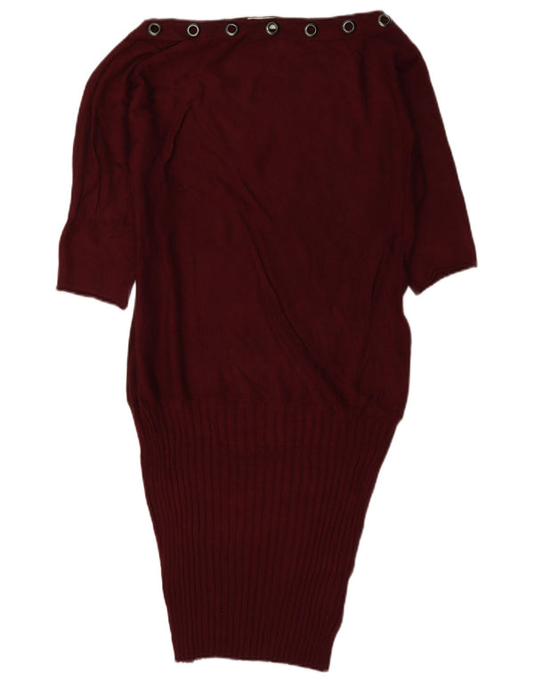 Liu Jo Vestido feminino com manga 3/4 e cintura larga grande Reino Unido 6 XS Borgonha