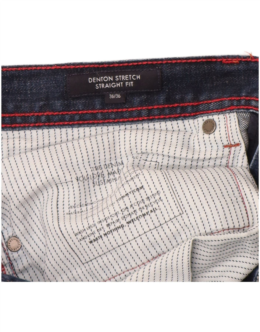 Tommy Hilfiger Masculino Denton Slim Straight Jeans W36 L36 Azul Marinho Algodão