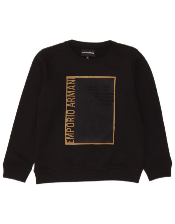 Suéter gráfico Emporio Armani Boys 9-10 anos algodão preto
