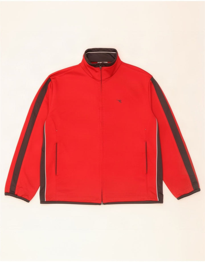 Diadora Mens Tracksuit Top Jacket Grande Poliéster Colorblock Vermelho