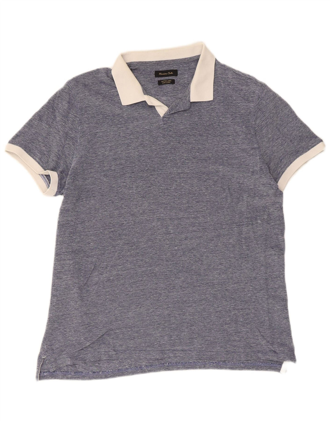 Camisa polo masculina de rugby Massimo Dutti grande algodão azul